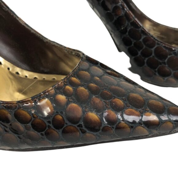 Snake Print Shoes - BCB Girls Pointy Faux Snake Print Patent Leather Size 10 - Picture 2 of 8